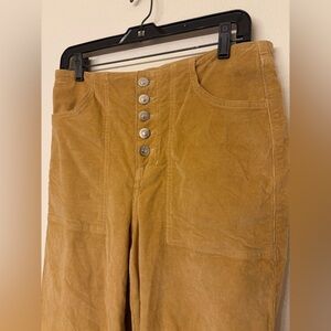 Veronica Beard Golden Crosbie Cropped Cotton Blend Corduroy Wide Leg Pants- 28